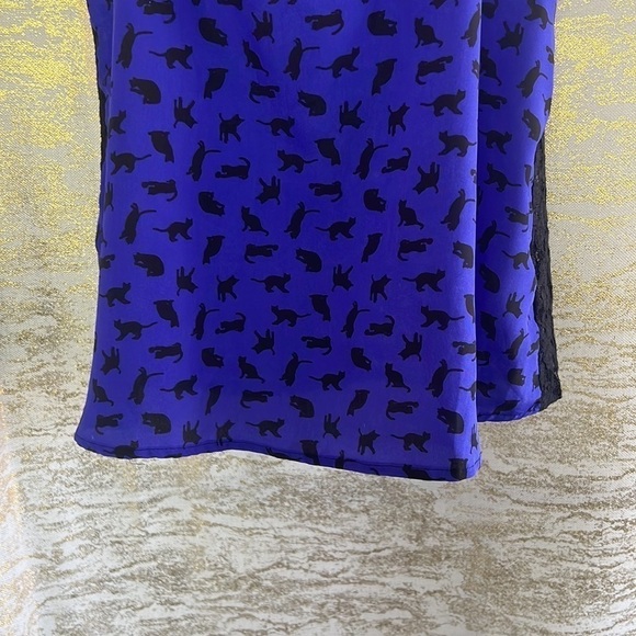 Forever 21 Cat Kitten Print Purple Blue Indigo Lace Back Tank Size M - Picture 4 of 13